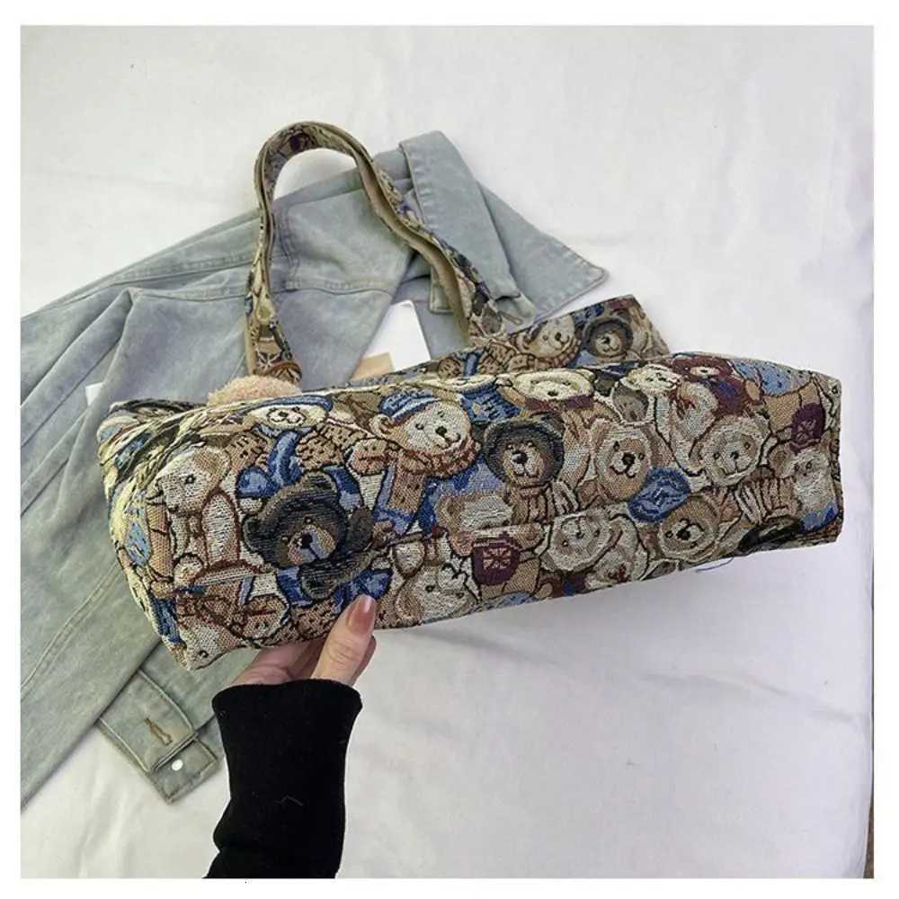 New Portable Handbag Casual Large Capacity Shoulder Bag Cartoon Bear Pattern Tote BagT251121