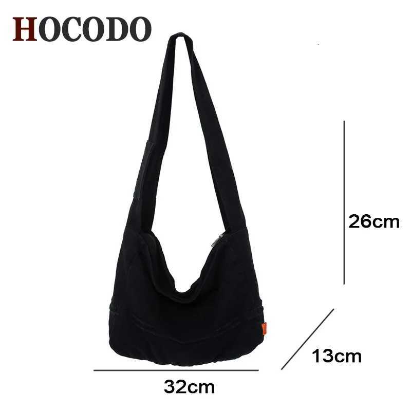 HOCODO Fashion Ladies Messenger Bag Large Capacity Shopping Bag Unisex Canvas Student Shoulder Bag Solid Color Handbag WomenT251121