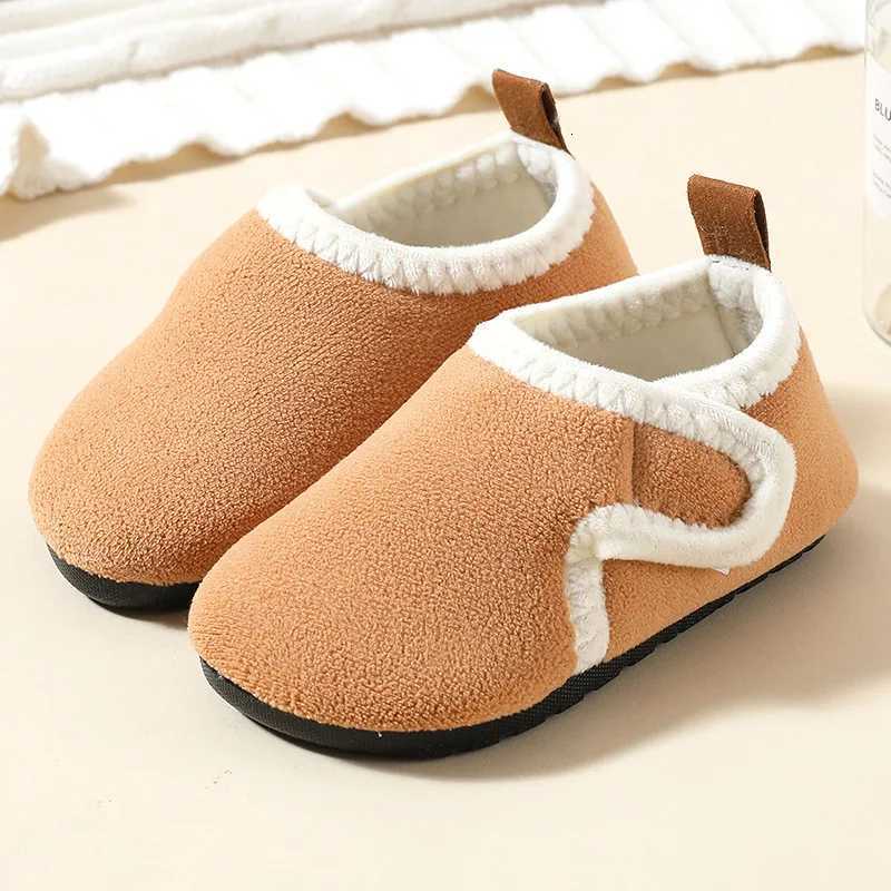 Autumn Winter Indoor Kids Shoes Anti Slip Soft Sole Children Floor Shoes Boys Girls Plush Warm Cotton Slipper Solid Home ShoesW251121