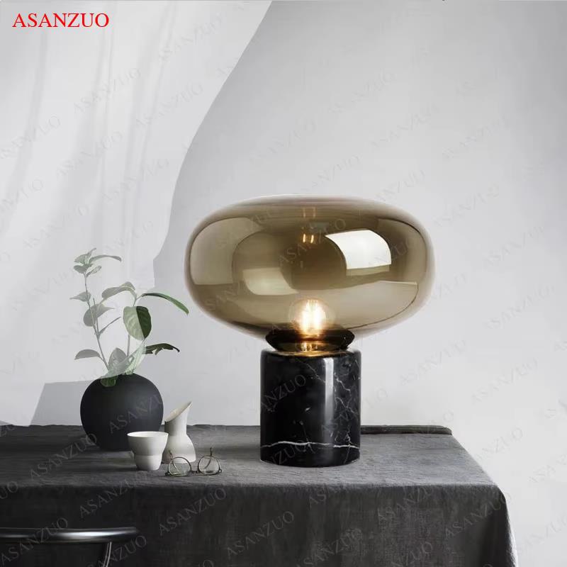 Sleek Postmodern Style Bedroom Table Lamp with Marbled Effect and E27 Compatibility Ideal for Modern Interiors