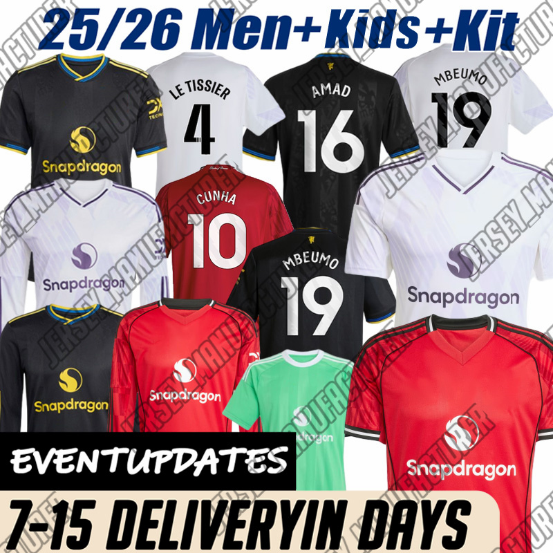 25 26 Mancester United MBEUMO Sesko YORO Jerseys B. FERNANDES CUNHA LAMMENS George MARTINEZ CASEMIRO UNTED 2025 Lunar long sleeve football kids kit