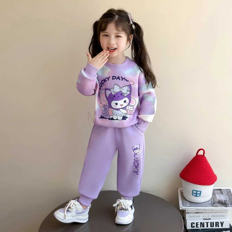 Sanrio New 2025 Girls Outfit Spring and Autumn Style Fashionable Childrens Clothing Kuromi Sweatshirt Autumn Two-Piece Set for Girls H251121