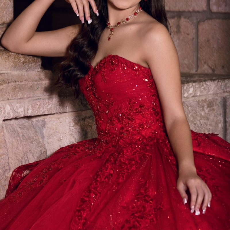 Red Shiny Quinceanera Dresses Off The Shoulder Applique Lace BeadsTull Corset Party Birthday Sweet 16 Dres Vestidos 15 Anos