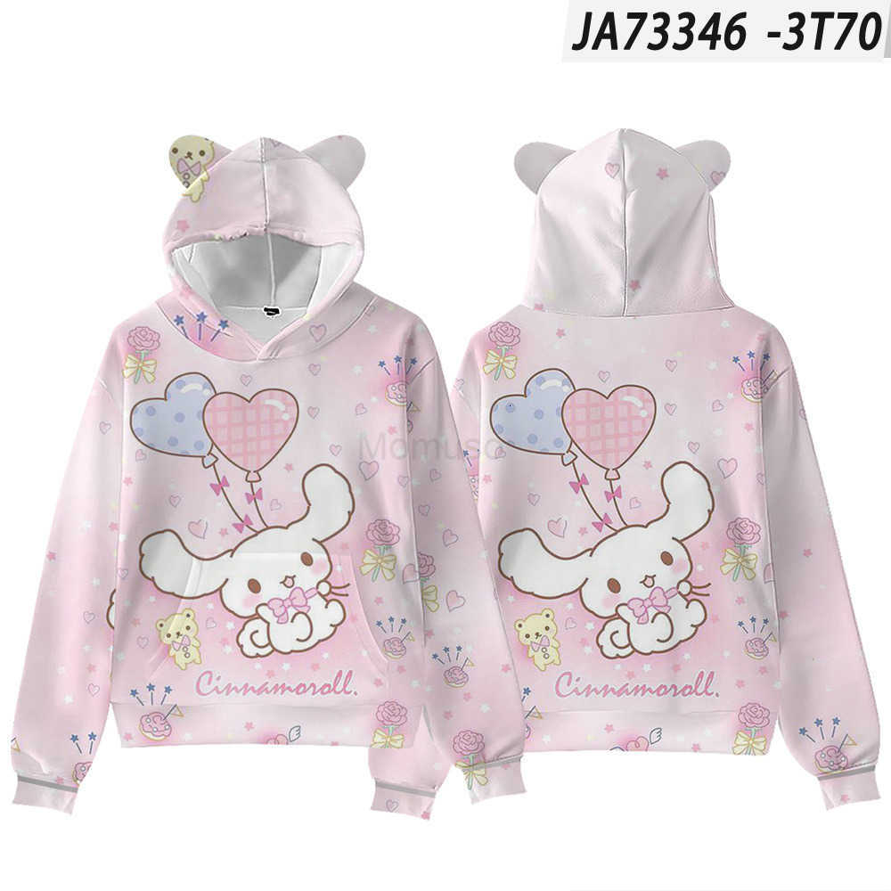 Sanrio 3D New Big-Eared Dog Cinnamoroll Cat Ear Hoodie Digital Print Hooded Sweatshirt for Adults and Children H251121