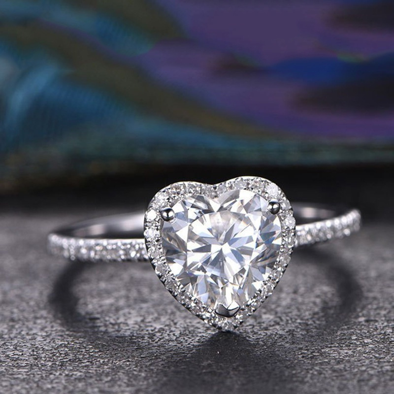 Love Heart Zircon Ring Valentines Day Gift Couple Heart shaped Ring High quality gold designer diamond ring rings designer for women engagement men lo - view 4