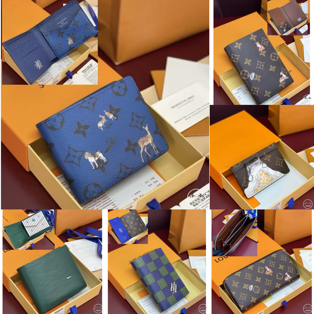 10a woodland animals genuine leather forest wallet brand coin bag credit wallets men cardholder coated canvas Turtle pocket clip Snowflakes Christmas Blue Grid 4f