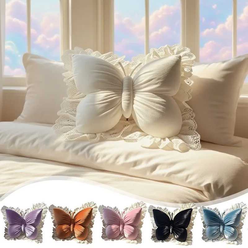 New Handmade Butterfly Lace Cushion Ultra Soft Plush Case for Sofa Bedroom Office Chair Aesthetic Home Decor Girl Gift C251121