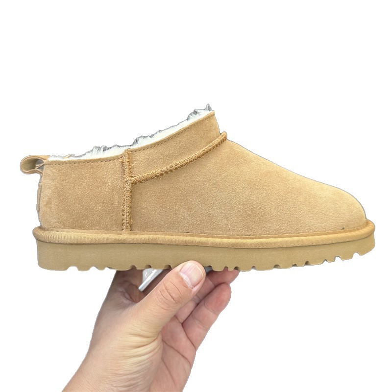 free shipping Designer Snow Boots 2025 New Women's Ultra-Mini Slant Collar Short Tube Low-Top Genuine Cowhide Wool Fleece-Lined Warm Anti-Slip Co