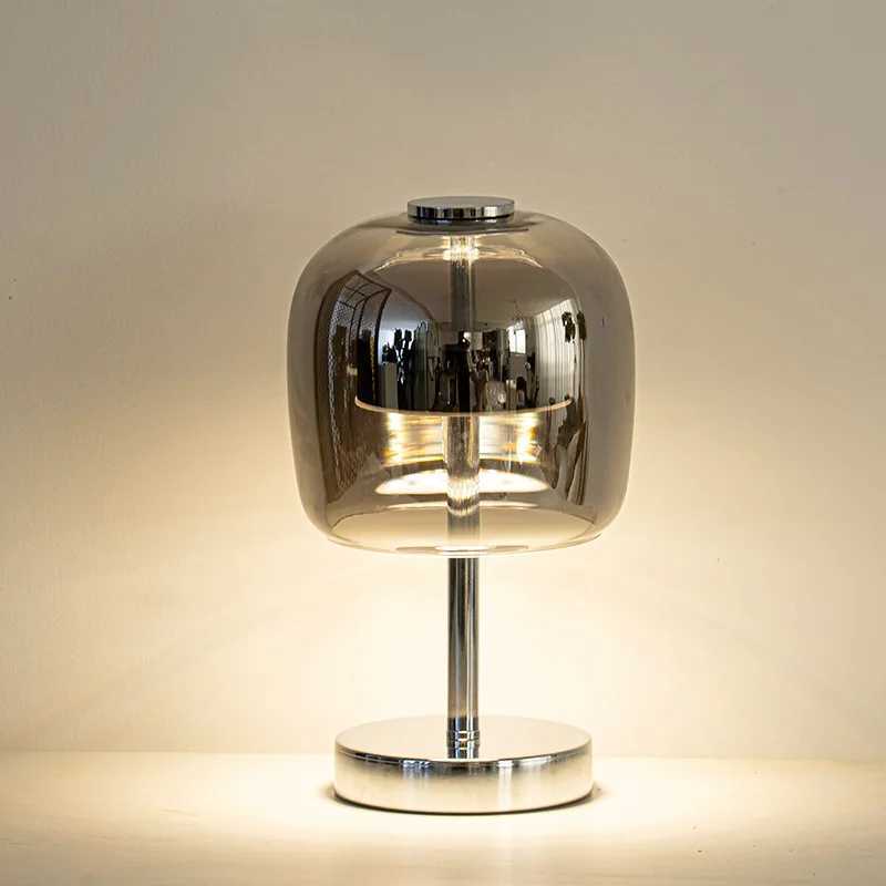 220V-Modern Selle Small Glass USB Charging Desk Lamp for Bedroom Living Room Three-Color Dimming LED Electric Power Source C251121