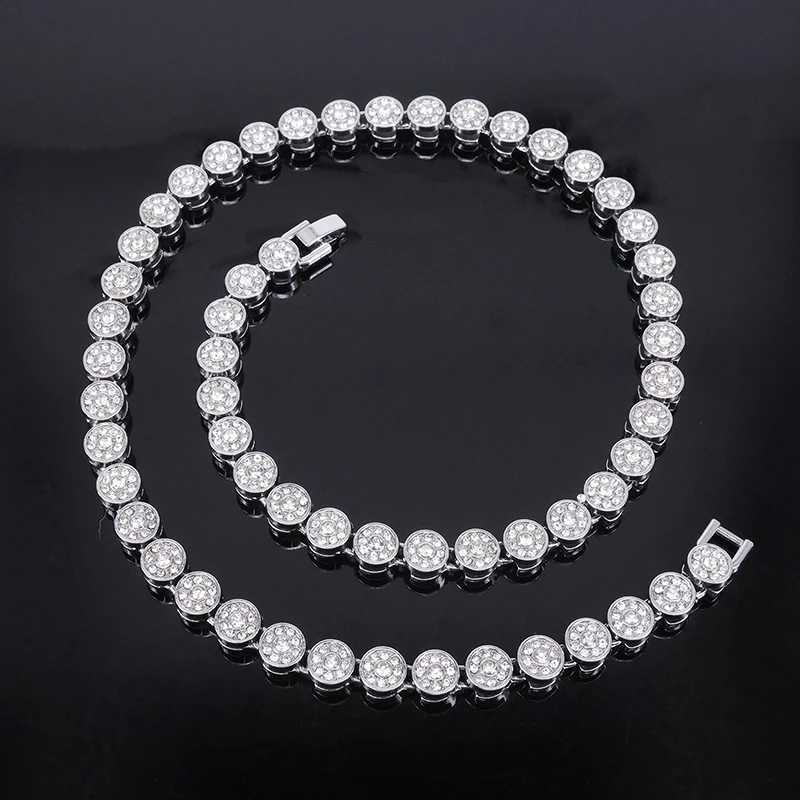 2025 New 45CM Luxurious Shiny Round Rhinestone Hop Tennis Chain Bracelet Necklace for Women Men Jewelry GiftXJ251121