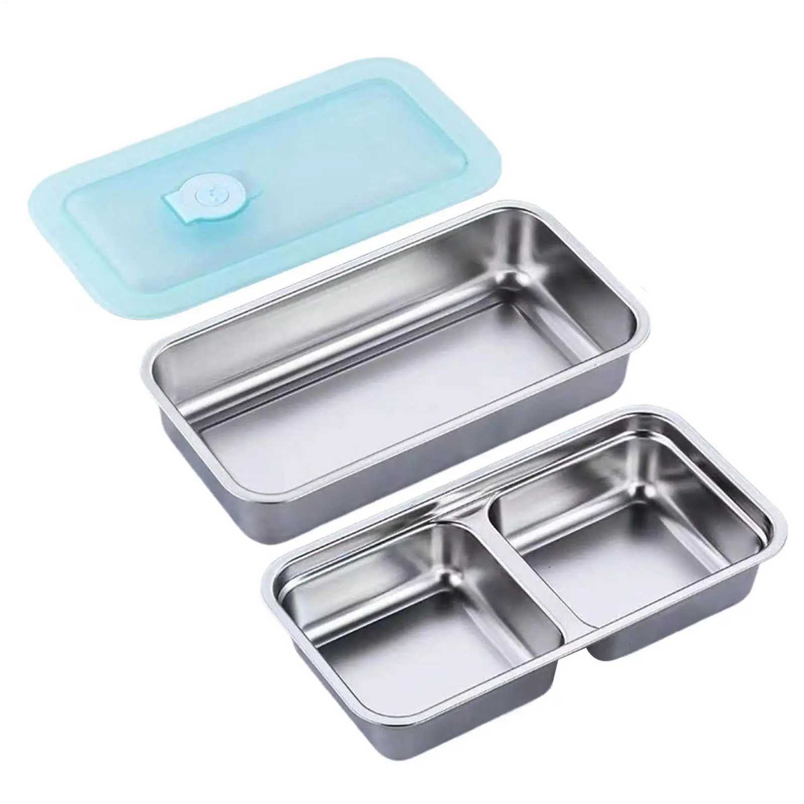 Stainless Steel Snack Containers Double Compartment Reusable Snack Containers Leak-proof Lunch Boxes For Outdoor Camping PicnicM251121