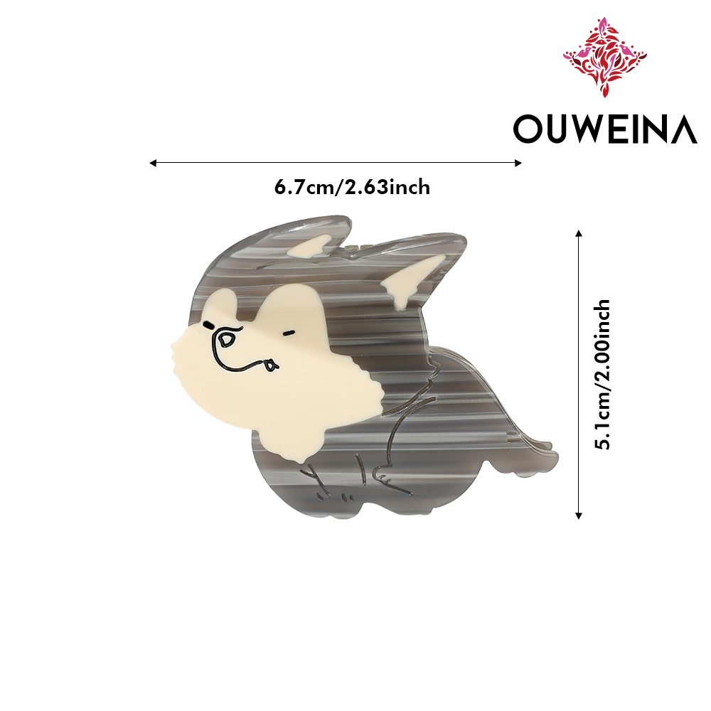 Personalized niche acetate clip original design style gray wolf DW00342 cute animal hair accessories high ponytail clip