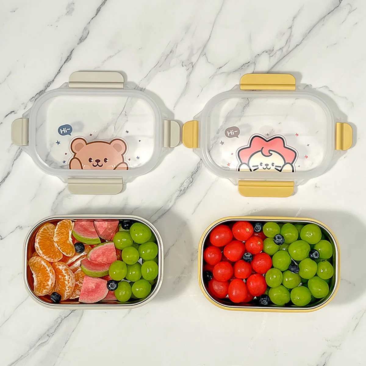WORTHBUY 900ml 304 Stainless Steel Lunch Container Leak-proof Student Children Lunch Box Microwave Safe Portable Fruit Bento BoxM251121