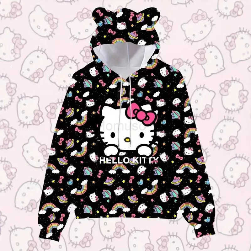 Sanrio 3D New Cat Ear Hooded Sweatshirt Hello Kitty Cinnamoroll Kuromi H2511211