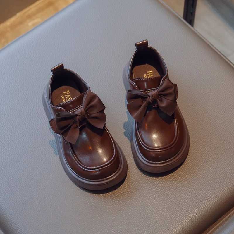 2024 Spring Autumn New Children Loafer for Girl Fashion British Style Princess Chic Bowtie Anti-slippery Casual Performance ShoeW251121