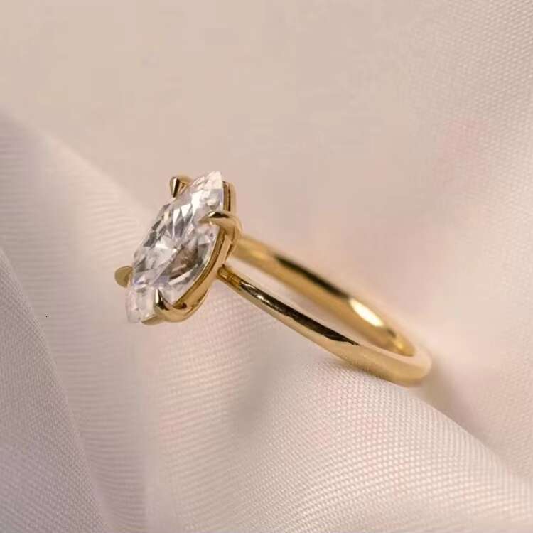 1ct 2ct 3ct Marquise Cut Moissanite 4 Prongs 14K Yellow Gold Solitaire Fine Jewelry Fashion Rings Women Wedding