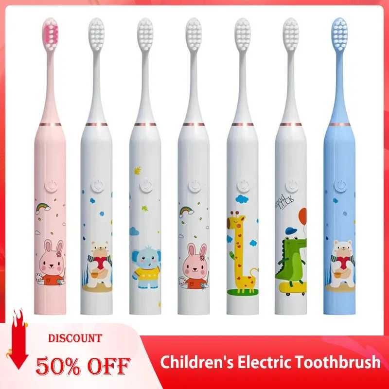 Cartoon Kids Sonic Electric Toothbrush USB Rechargeable Ultrasonic Clean Tech with Replacement Brush Heads Child Dental Care C251121