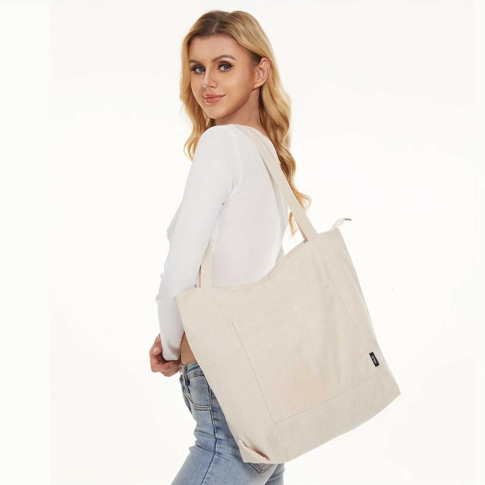 Corduroy Bag for Women Shopper Handbags Environmental Storage Reusable Canvas Shoulder Tote Bag school bags girl Christmas GiftT251121