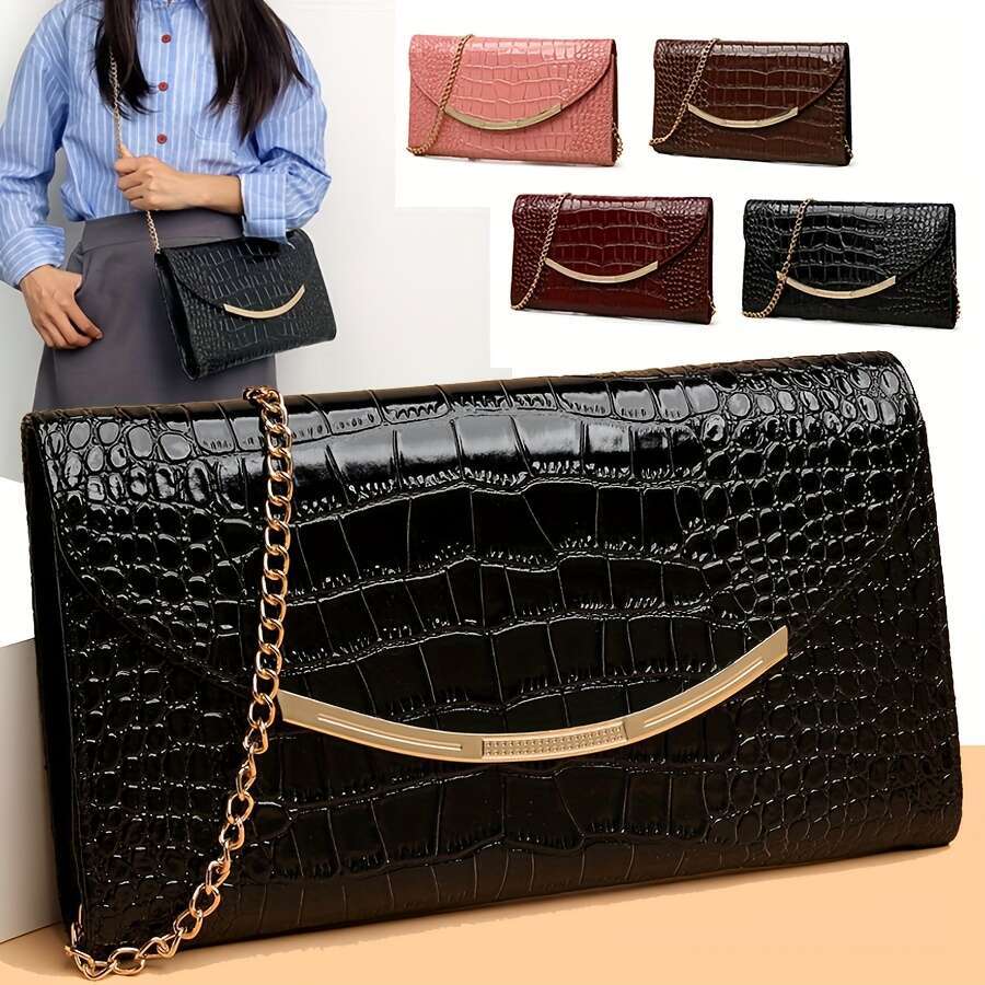 Perfect Lily Women S Magnetic Closure Alligator Texture Handbag With Detachable Crossbody Shoulder Strap Purse Bright Wine Weddings Commuting Elegant 