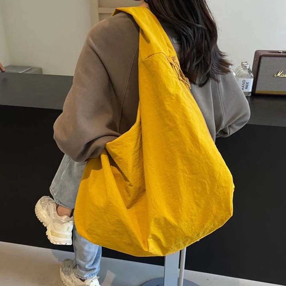 Casual Nylon Shoulder Bag Double Zipper Design Japanese Style Large Capacity Tote Bag Multi-Pocket Solid Color Storage PouchT251121