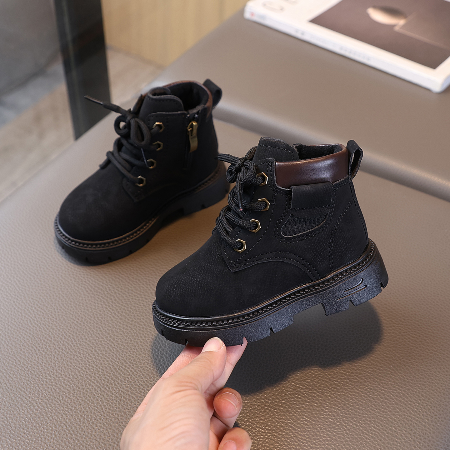 New designer shoes Autumn Winter New Children s Martin Boots Girls Boots British Style Leather Boots with Fleece Lining Boys Baby Shoes Little Yellow 