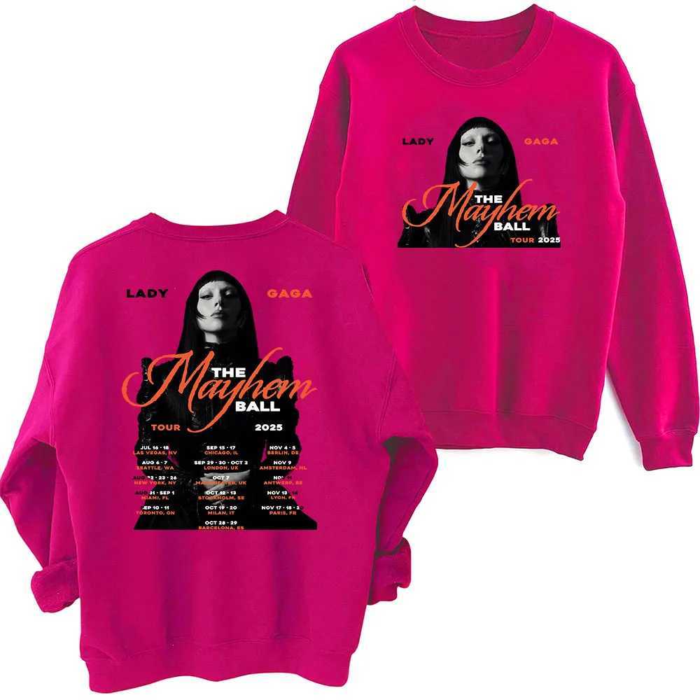 2025 Womens GAGA Chaos Ball Tour Sweatshirt Harajuku Round Neck Long Slve Super Large Hoodie X250421 L2510182KS3