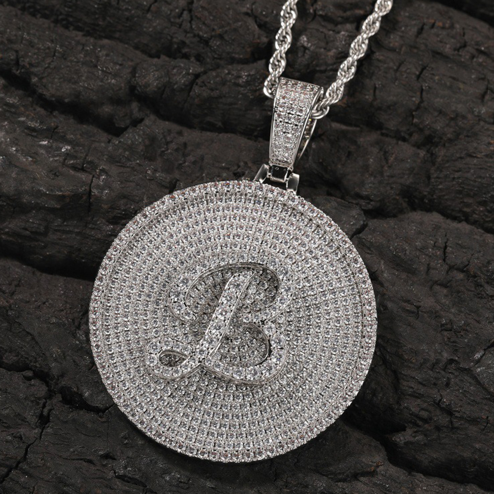 Hip Hop Custom A-Z Letter Pendant Necklace Full Zircons 18k Real Gold Plated Mens Jewelry