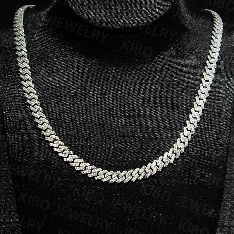 Rapper Jewelry Iced Out Hiphop Necklace for Men 8mm 10mm 12mm 925 Sterling Silver Lab Diamond Moissanite Cuban Link Chain