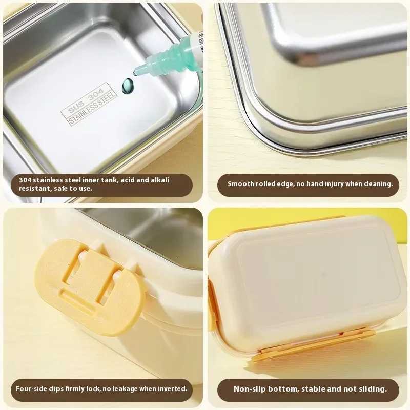 Hot 304 Portable Lunch Box Stainless Steel Lunch Box Office Worker Student Lunch Box Microwave Oven Heating Insulation BoxM251121