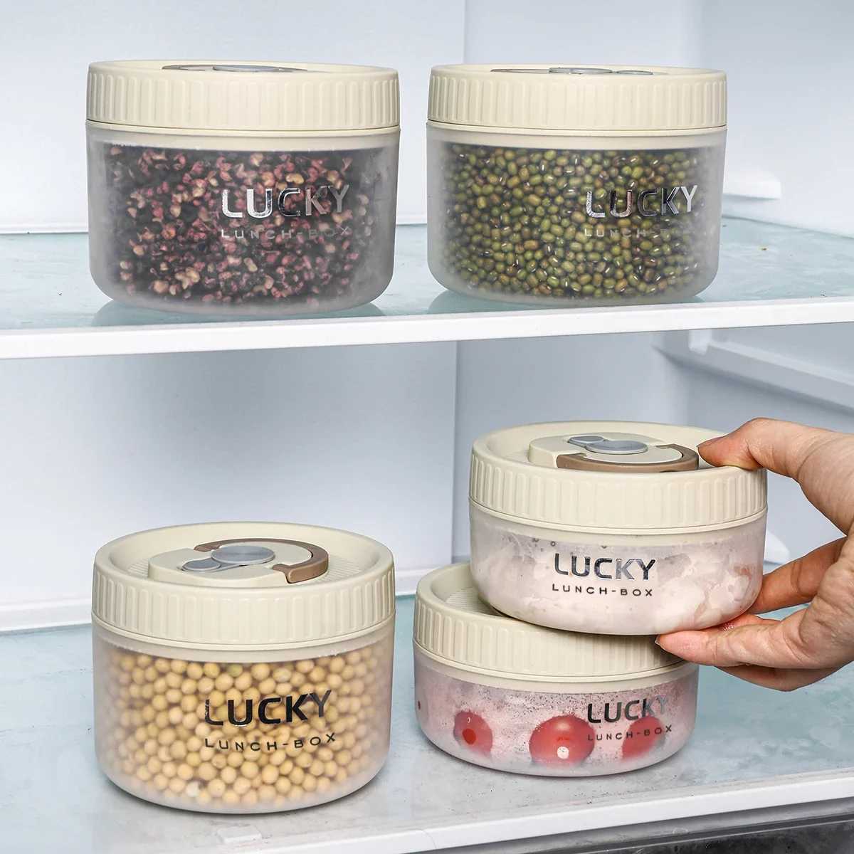 Stainless Steel Insulated Lunch Boxes Food Grade Microwave Heating Double-layer Bento Refrigerator Fresh-keeping Circular LunchM251121