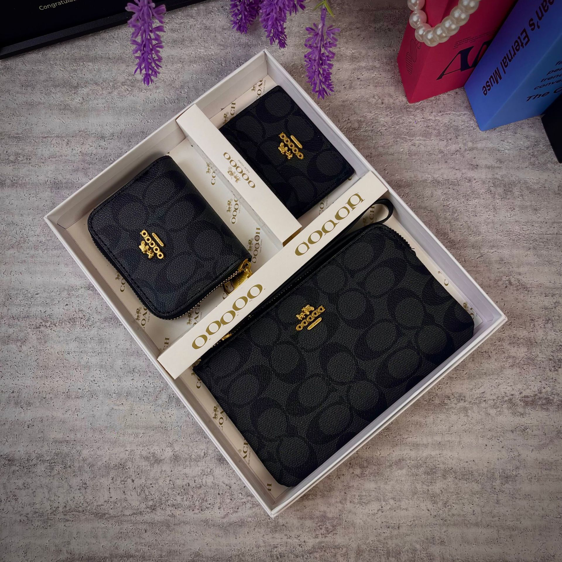 Designer Wallet Women Coin Purse Three-Piece Set Stylish Card Holder Zipper Wallet Short Leather Bus Card Holder Classic Print Wallet Handbag