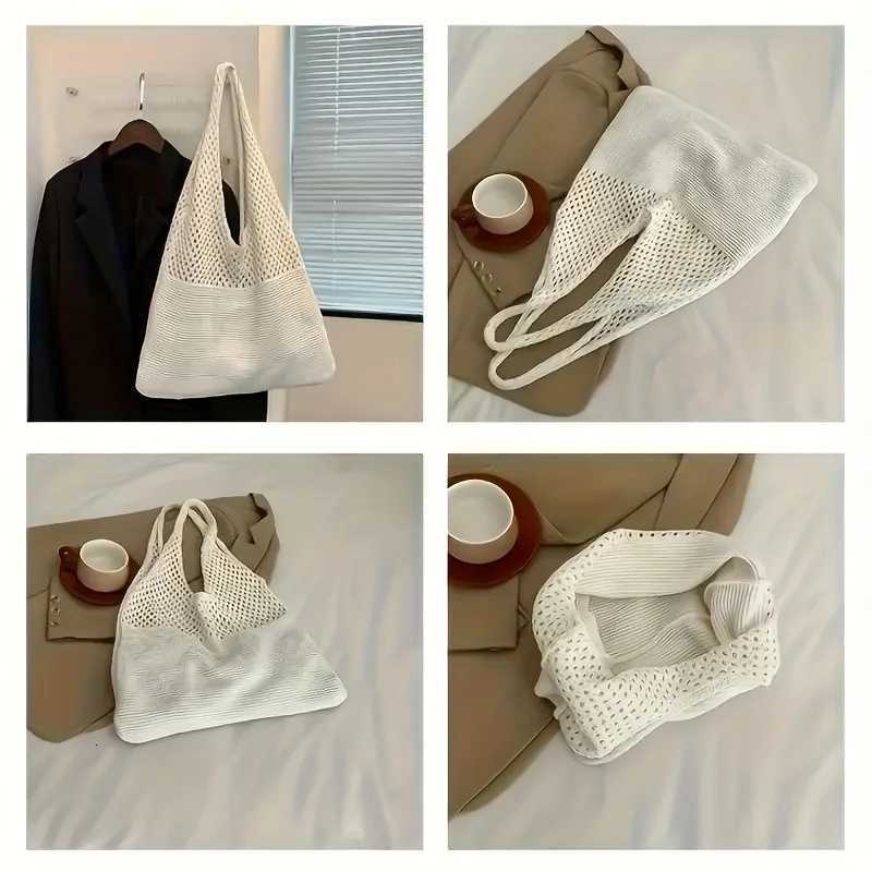 Designer Knitted Handbags For Women Large Capacity Tote Bag Summer Beach Big Purse Casual Hollow Woven Shoulder Bags Female PackT251121