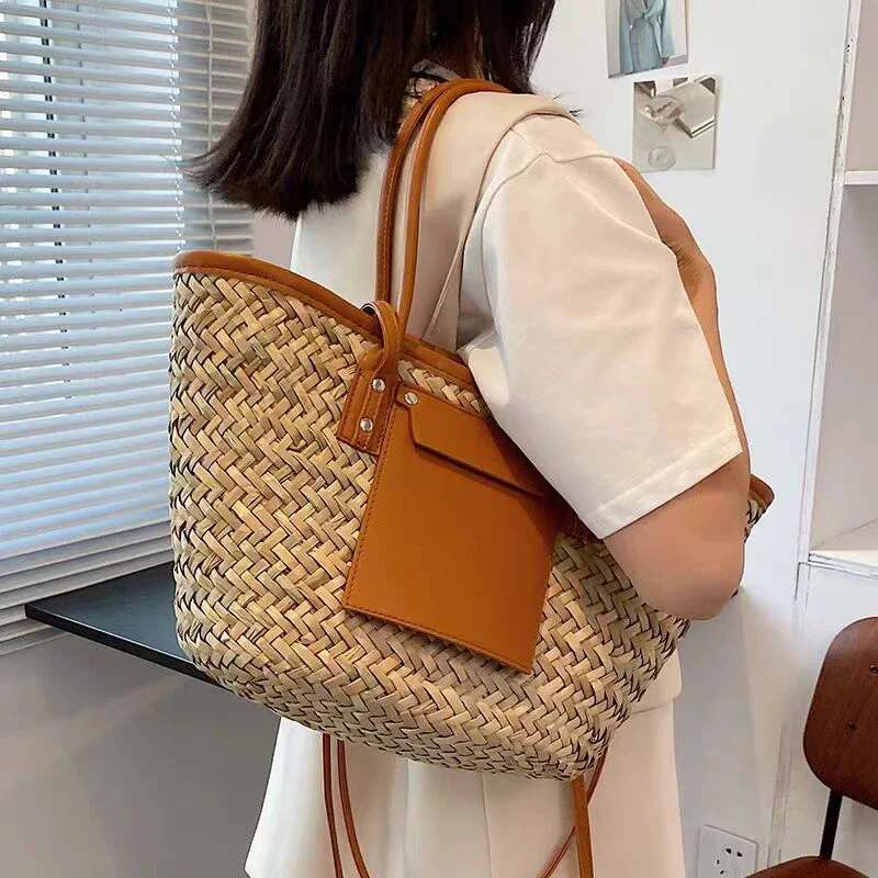 Designer bag handbags women new arrival PU leather shoulder bag crescent shape stylish minimalist chic vintage elegant everyday tote casual Straw Beac
