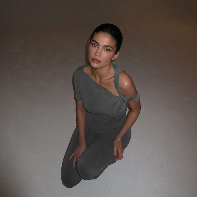 hoodie Women's Wear Summer New Women's Clothing Solid Color Casual Sexy Sloping Shoulder Comfortable Slim Fit Top Pants Set jacket