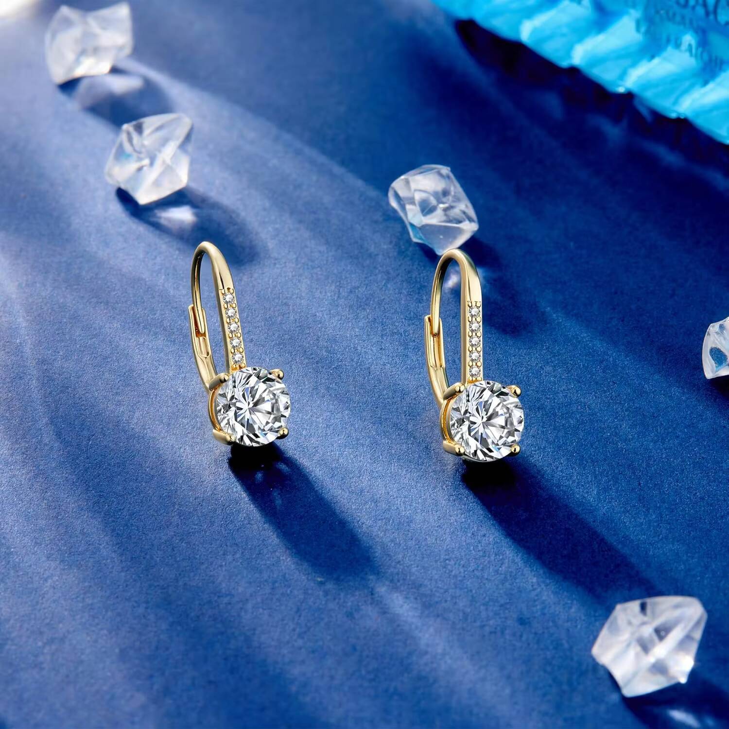 Moissanite Earrings White Gold Plated Soild Sterling Silver Dangle Earrings D Color Brilliant Round Cut VVS1 Moissanite