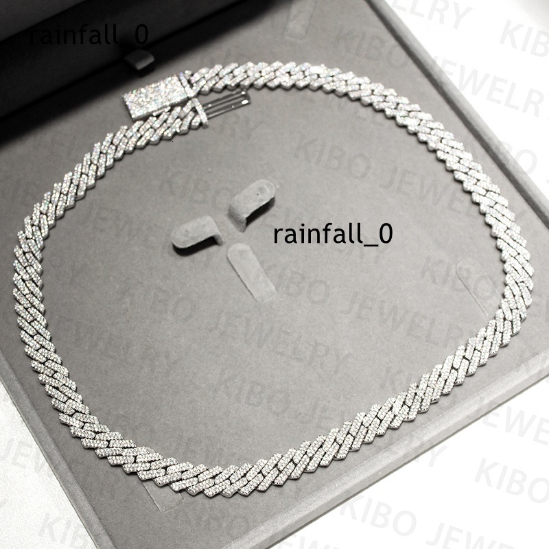 8mm 10mm 925 Sterling Silver Iced Out Moissanite Cuban Link Chain for Men Women Hip Hop Jewelry