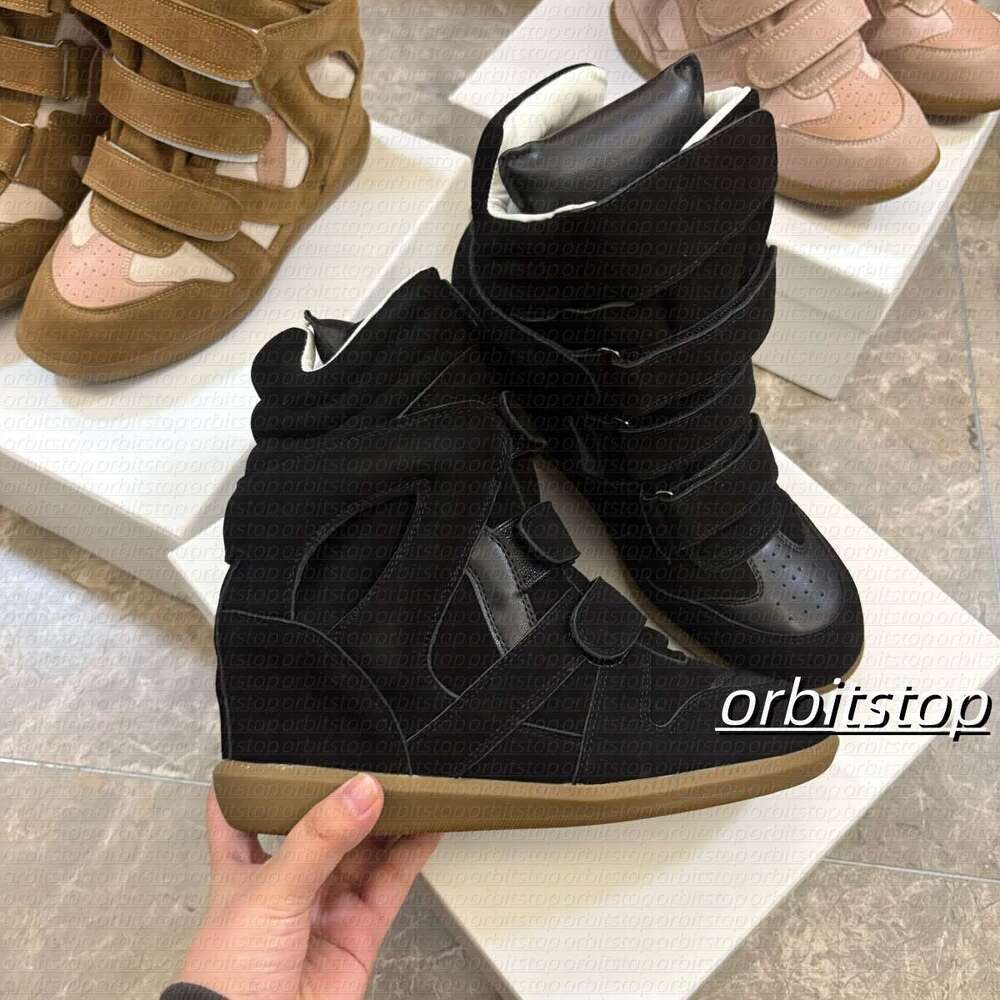 size 35-42 deisgner Brand isabel Hot Sale-Black Genuine Leather winter boots Bekett Leather-Trimmed Suede Wedge Sneakers Fashion Show New Shoes