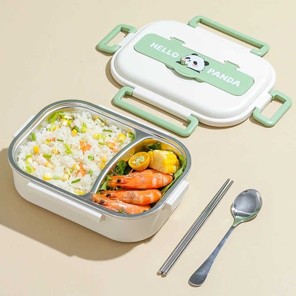 Stainless Steel Leakproof Lunch Box Microwave Safe 2/4/5 Grids Lunch Container with Cutlery Set Panda for Children School PicnicM251121