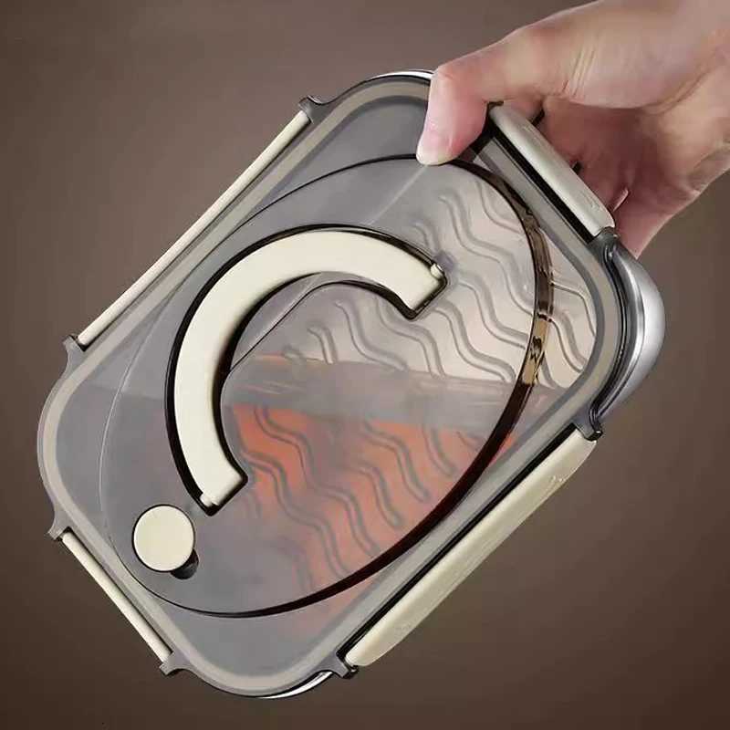 Stainless Steel Lunch Box with Handle Sealed Bento Boxes Refrigerator Food Storage Container Portable Camping Picnic Salad BowlM251121