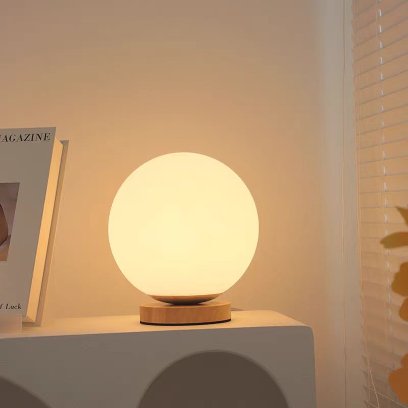 Modern Solid Wood & Glass Nightstand Lamp - Perfect for Home Offices and Bedrooms