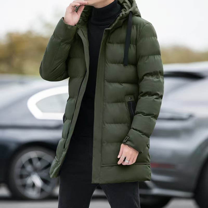 Winter long thick hooded winter coat men's coat Korean version of cotton-padded jacket down cotton-padded jacket winter clothes.