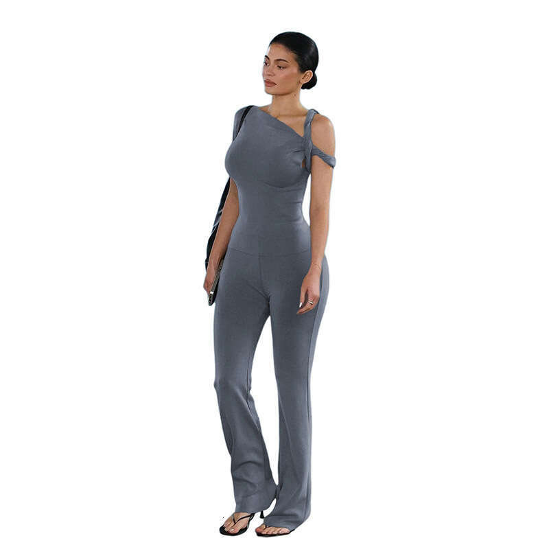 hoodie Women's Wear Summer New Women's Clothing Solid Color Casual Sexy Sloping Shoulder Comfortable Slim Fit Top Pants Set jacket