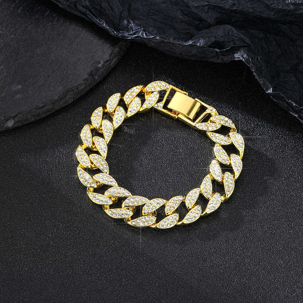 Accessories for men, hip-hop Cuban necklace, full dia trendy sweater 12MM large gold chain, no fading
