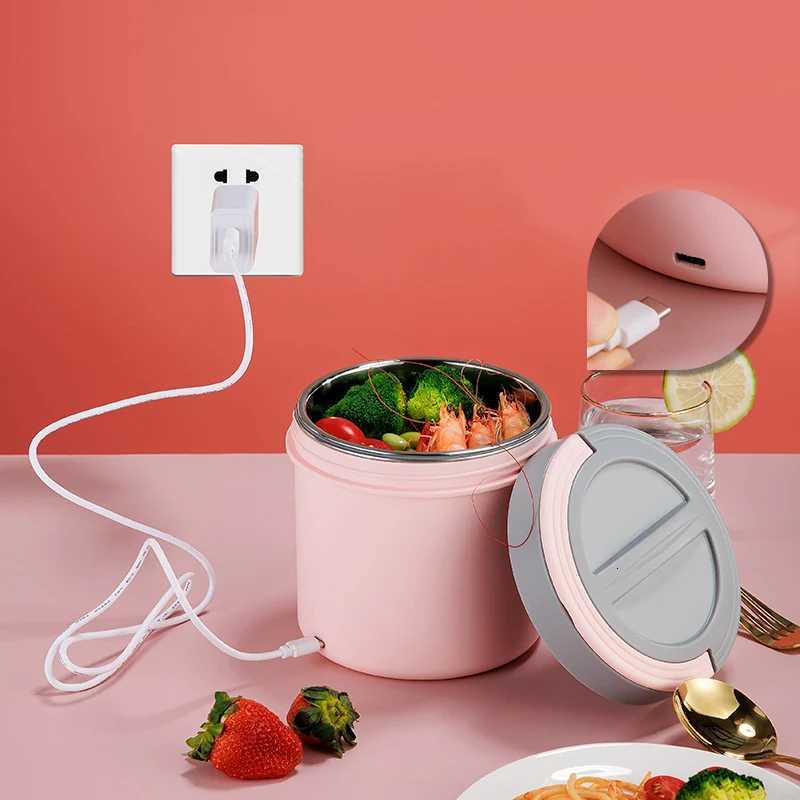Electric Heated Lunch Box USB 12L Thermal Stainless Steel Bento Box 5V 12V 24V Car School Food Warmer Heating Container HeaterM251121