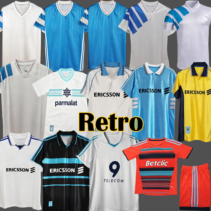 Retro Marseilie 1990 Soccer Jersey 1998 Soccer Gear 1999 Men's and Kids' Sets DESCHAMPS DESAILLY BOLI VOLLER PAPIN STOJKOVIC WADDLE PELE PIRES DELAPENA RAVANELLI