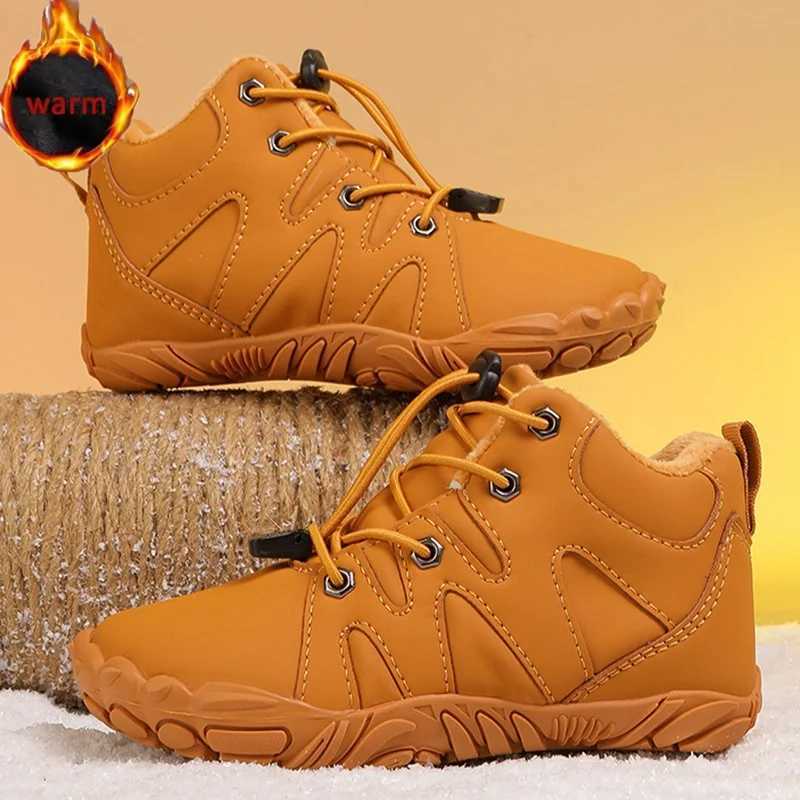 New Winter Kids Barefoot Snow Boot Waterproof Wide Toe High Top Hike Footwear Boys And Girls Thicken Warm Non-Slip SneakersW251121