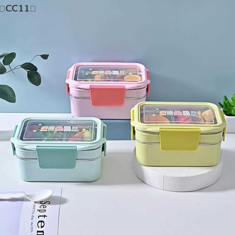 CC11Stainless Steel Divided Bento Lunch Box With Detachable Lid Student Portable Large Capacity Sealed Lunch ContainerM251121