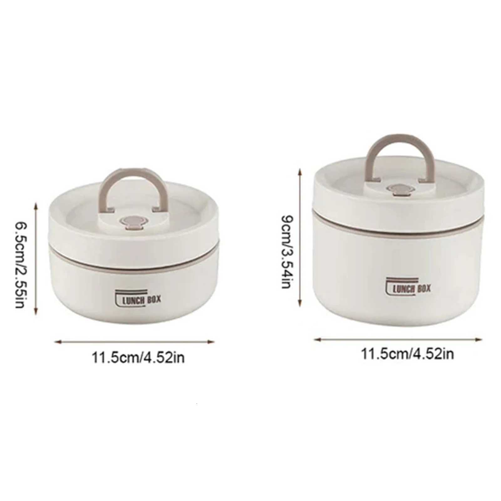 Leakproof Lunch Box with Lid Thermal Round Picnic Lunchbox with Folding Handle stainless steel Food Containers JarsM251121