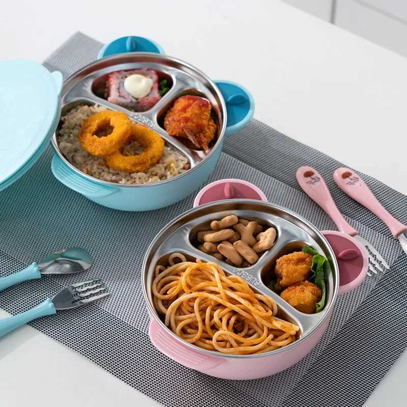 Cutlery Insulation Feeding Dinner Plate Lunch Box Baby Tableware Portable Suction Stainless Steel Bowl Kids Bento BoxM251121