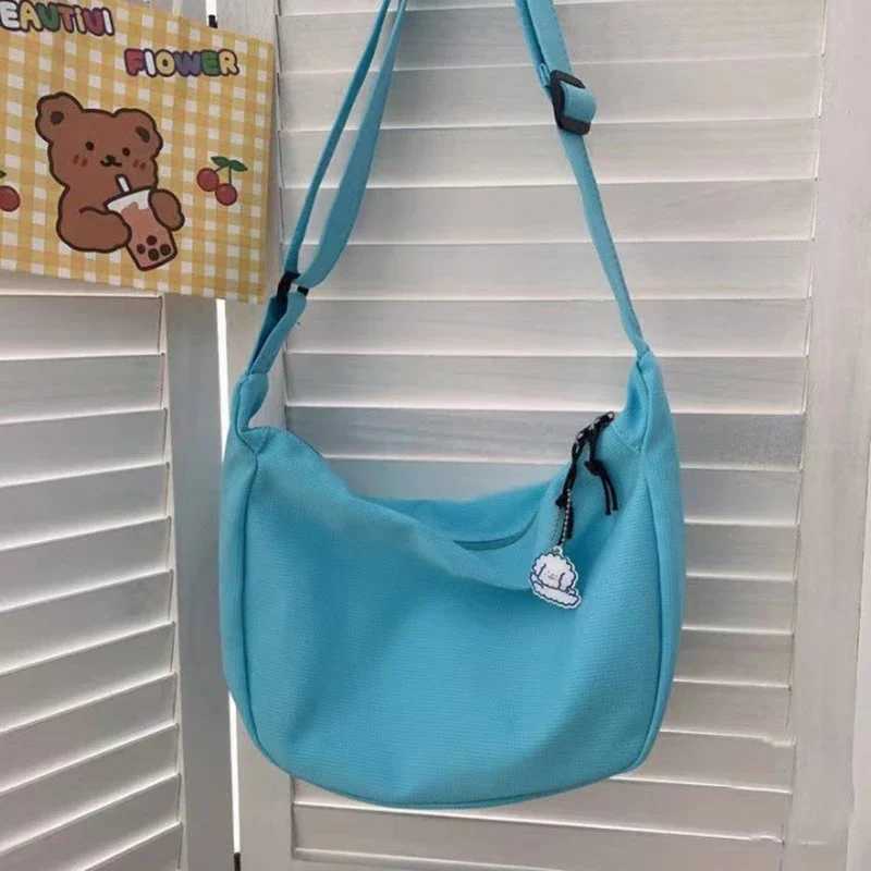 Women Solid Harajuku All-match Simple Multifunction Handbags Cute Canvas Casual teenage school bag Aesthetic Sweet messenger bagT251121